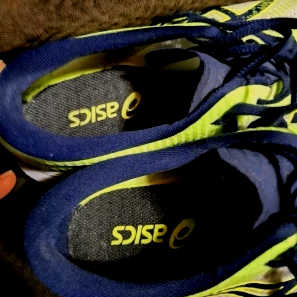 Asics Magic Speed Neon Green and Navy Athletic Shoes - Picture 8 of 13